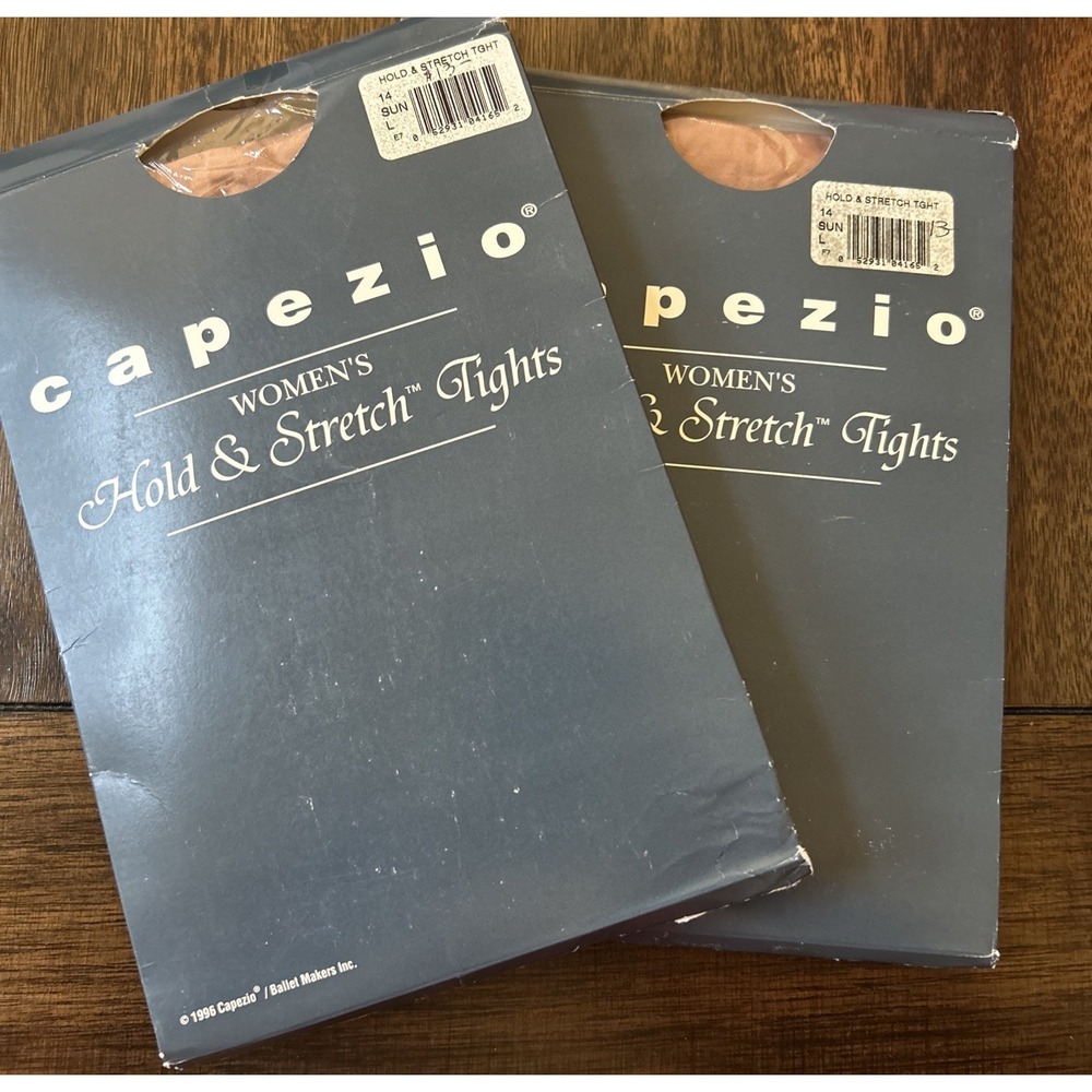 Vintage Capezio Hold And Stretch Tan Tights Large (2 Pair)